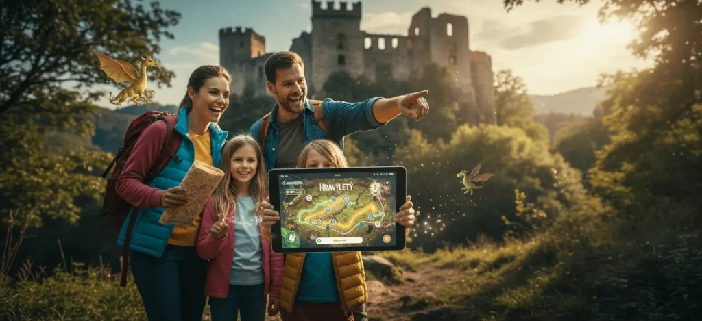 Hravýlety - Aplikace pro zábavné rodinné výlety Mobilní aplikace Hravýlety pro rodinné výlety plné dobrodružství